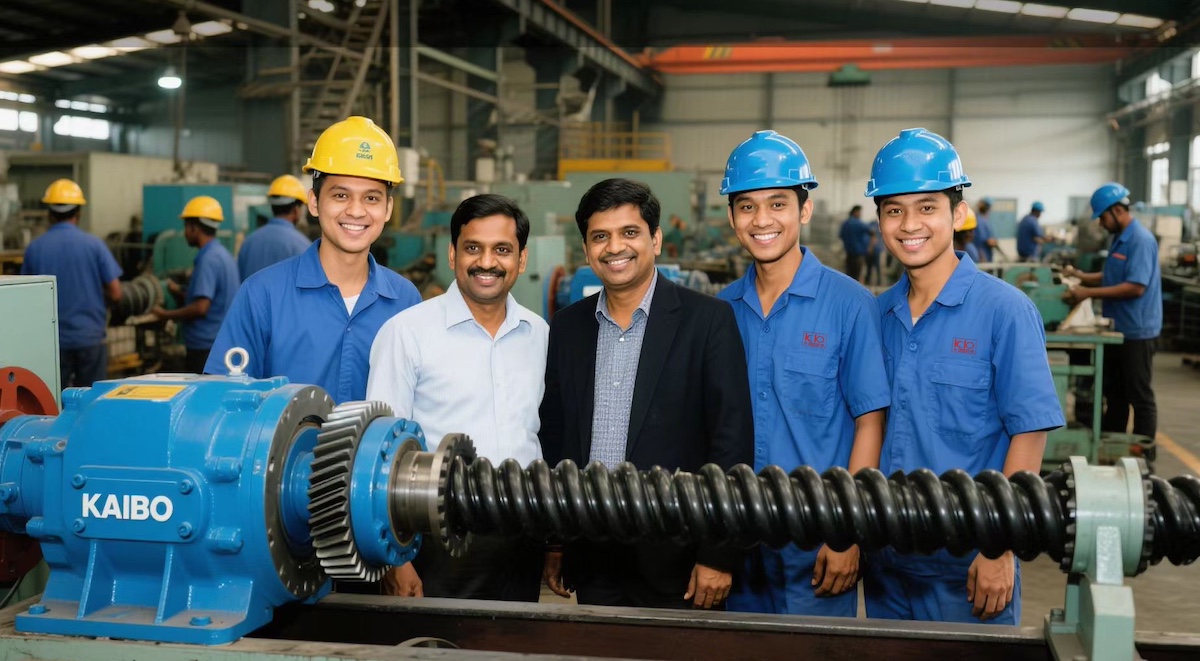KAIBO high-torque helical gear reducer installed in Indian rubber plant for 30% downtime reduction,after-sales services.